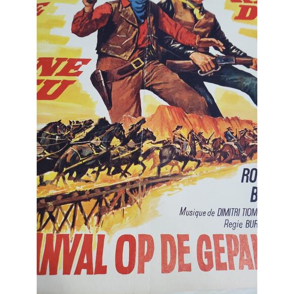 Vintage The WAR WAGON movie poster 14x21 John‎ Wayne Belgian French - Picture 11 of 12